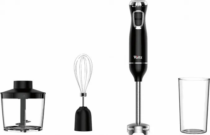 Пасатор, чопър и миксер 3в1 Oliver Voltz OV51112WSC, 800W, 700 мл, 2 скорости, Острие и приставка за разбъркване от неръждаема стомана, Черен