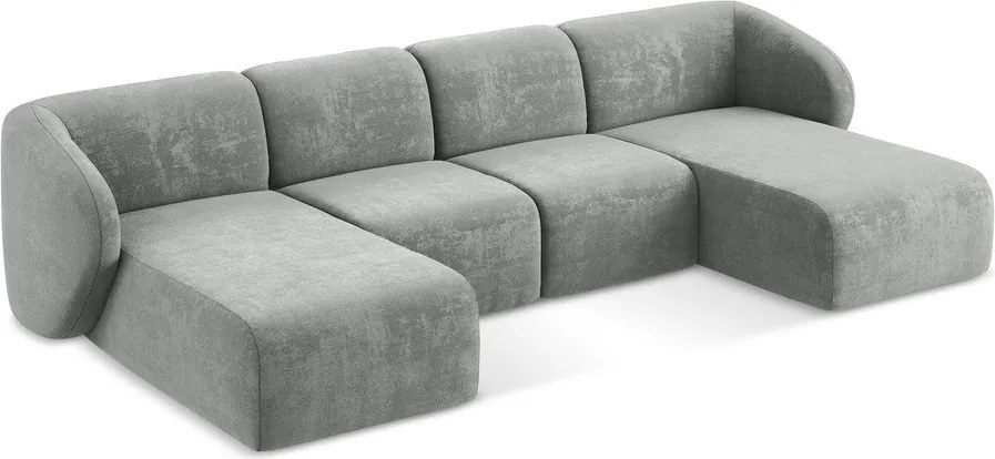 Сив шенилов ъглов диван (U форма) Lani – Makamii
