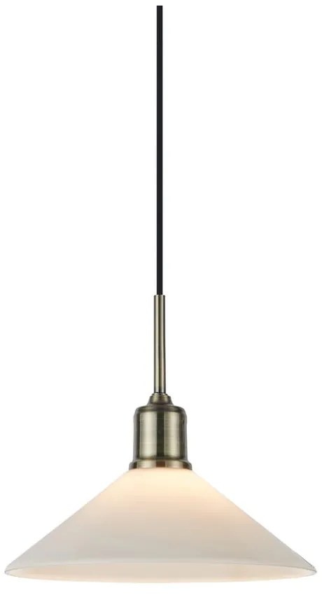 Висящо осветително тяло със стъклен абажур в бял и месингов цвят ø 25 cm Vela – Markslöjd