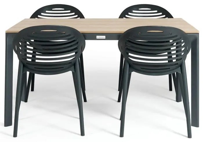 Градински комплект за хранене за 4 лица с черен стол Joanna и маса Thor, 147 x 90 cm Thor &amp; Joanna - Bonami Selection