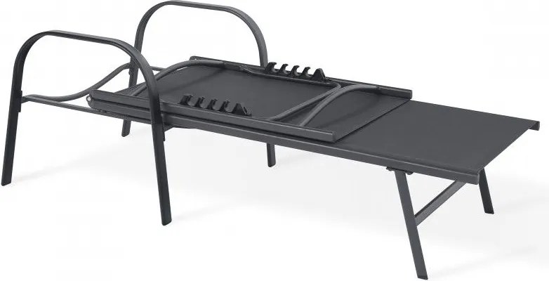 Накланящ се градински шезлонг тъмно сив