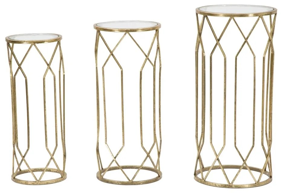 Кръгли странични маси със стъклен плот в комплект от 3 броя ø 32 cm Tunisi - Mauro Ferretti