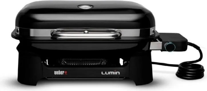 Електрическо барбекю Weber Lumin Compact WB91010979DL, 2200W, 315C MAX, Емайлирани с порцелан чугунени скари, Черен