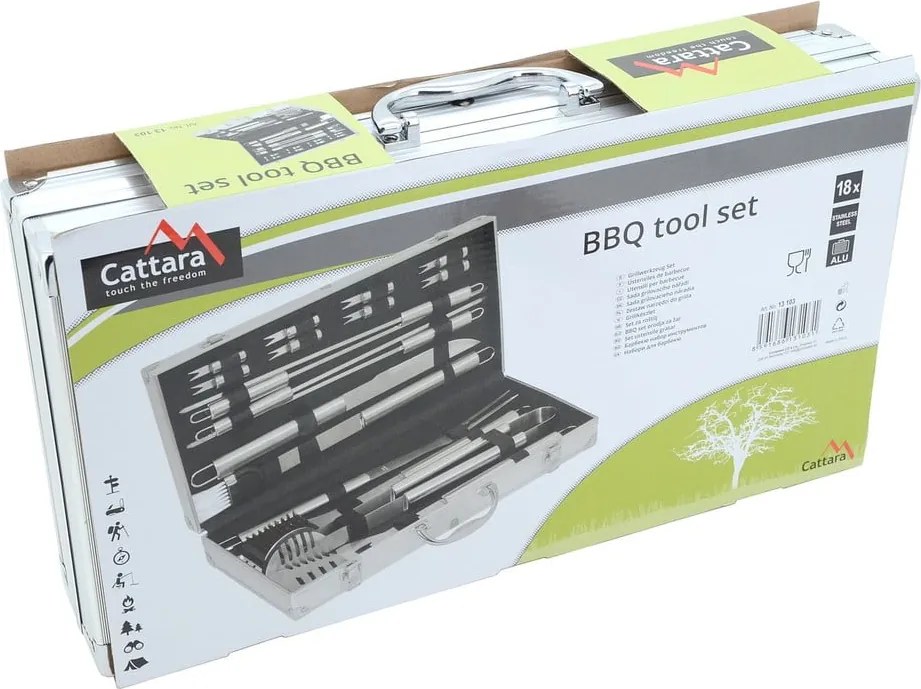 Комплект от 18 инструмента за печене на скара в алуминиев калъф - Cattara