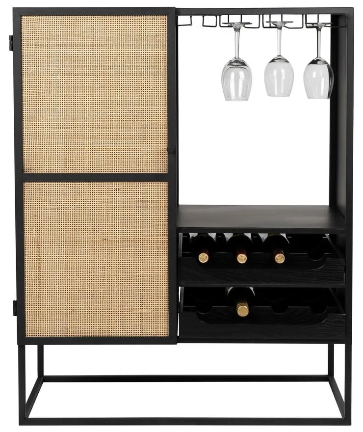 Черна ратанова стойка за вино за 8 бутилки, 80x100 cm Guuji - White Label