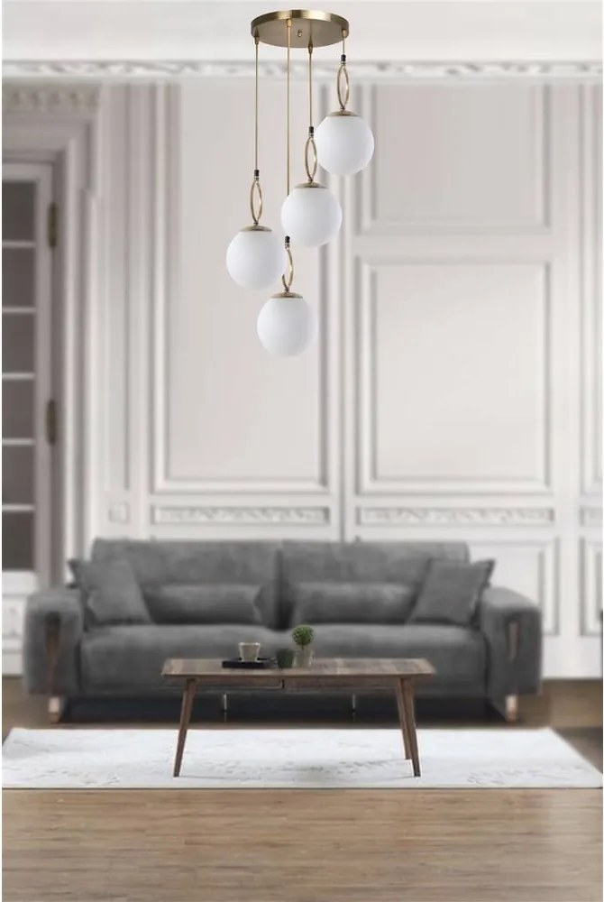 Бяло/в месингов цвят висящо осветително тяло със стъклен абажур ø 30 cm Morino – Opviq lights