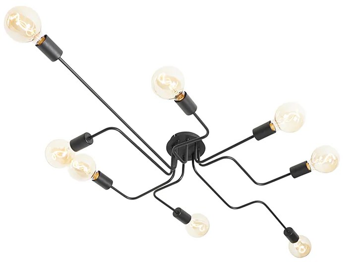 Дизайнерски таванна лампа черна 8-светлини - Facile