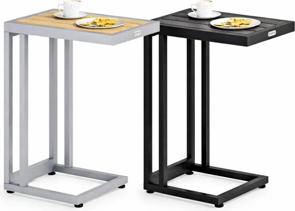 Странична масичка с WPC плоскост - 65,5 x 50 x 40 cm Бял