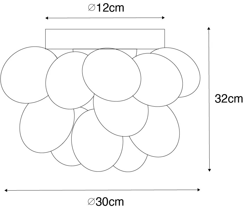 Таванна лампа в стил арт деко черна с опалово стъкло 3-светлина - Uvas