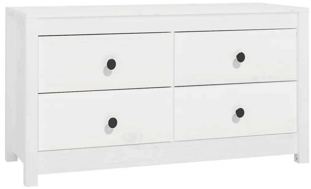 821775 vidaXL Страничен шкаф бял 100x40x54 см борово дърво масив