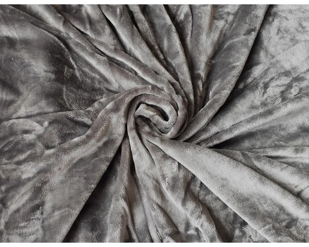 Сив чаршаф от микроплюш , 180 x 200 cm - My House