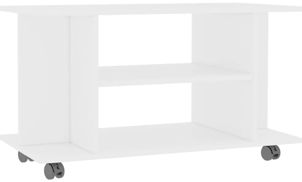 800189 vidaXL ТВ шкаф с колелца, бял, 80x40x45 см, инженерно дърво