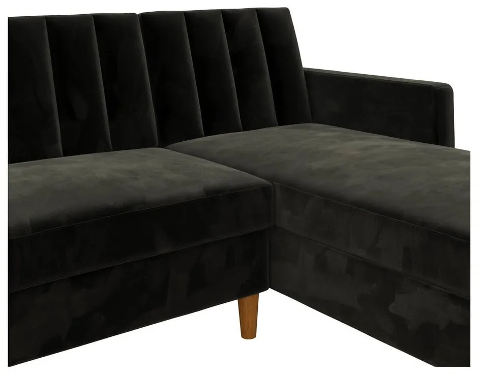 Черен разтегателен диван с кадифена повърхност и място за съхранение Celine - Støraa