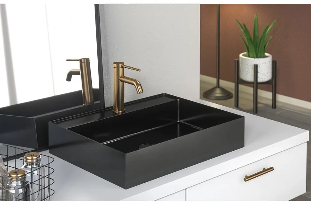 Черна мивка от неръждаема стомана 55x42 cm Aurum – Sapho