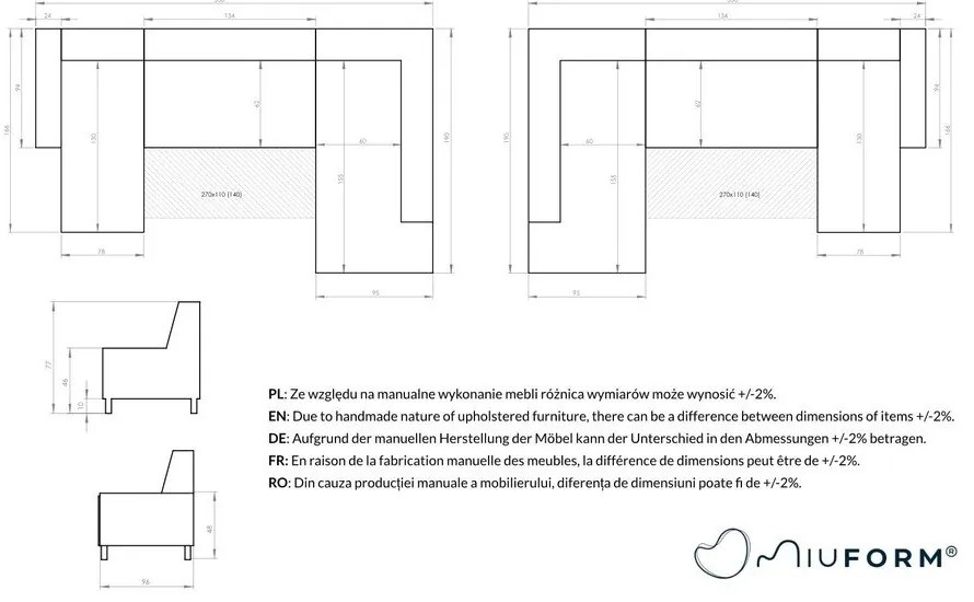 Морскосин U-образен разтегателен диван, ляв ъгъл Dazzling Daisy - Miuform