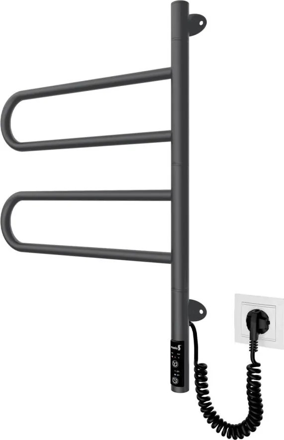 Електрически въртящ се сушилник за кърпи TRISTAR 75W/230V 62,5x44,5 cm IP44 неръждаема стомана/черен