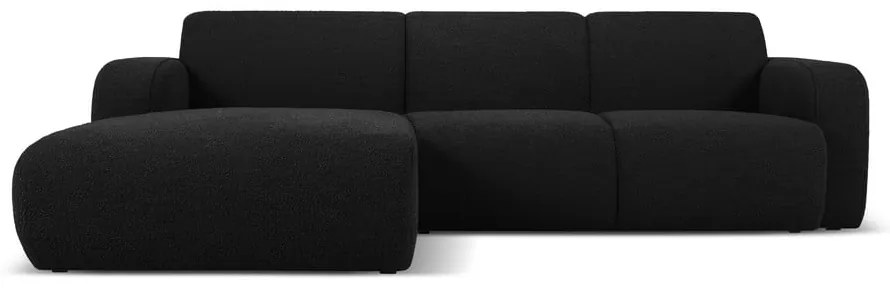 Черен ъглов диван от плат букле (ляв ъгъл) Molino - Micadoni Home