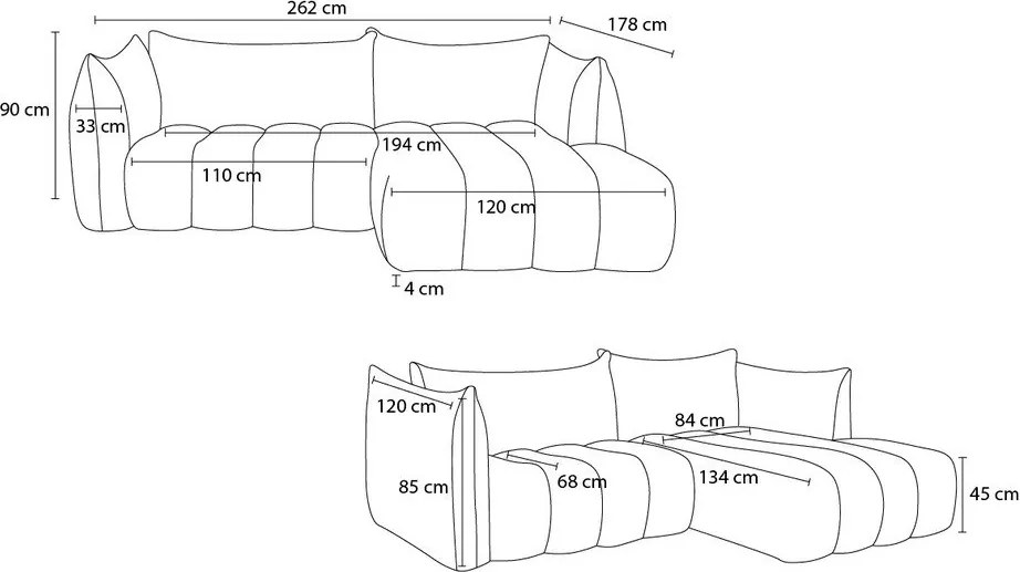 Зелен ъглов диван от прежда с примки от букле (десен ъгъл) Azra – Bobochic Paris