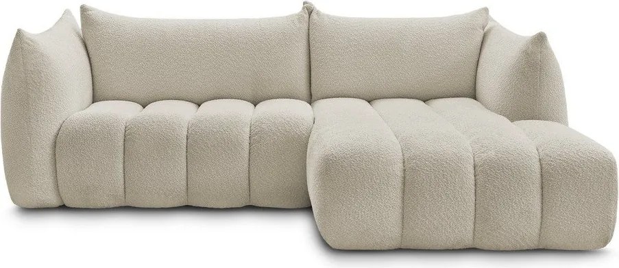 Бежов ъглов диван от прежда с примки от букле (десен ъгъл) Azra – Bobochic Paris