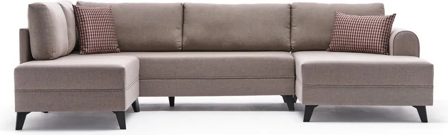 Бежов ъглов разтегателен диван (U-образен) Belen - Balcab Home