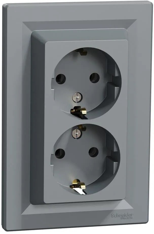 SE Контакт ШУКО ДВОЕН 16A моноблок цвят Стомана Asfora  - EPH9900162