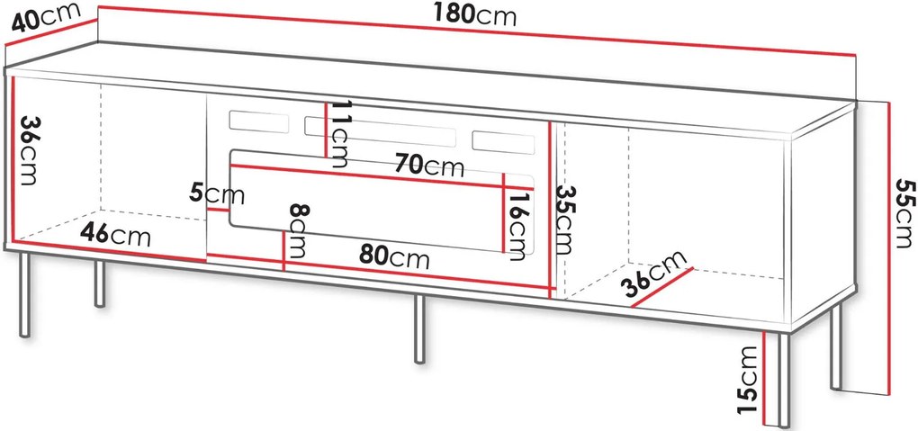 ТВ шкаф Tresse 180 EF plus-Тъмно зелено