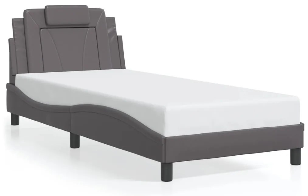 3208057 vidaXL Рамка за легло Viana без матрак, сива, 80x200 см, изкуствена кожа
