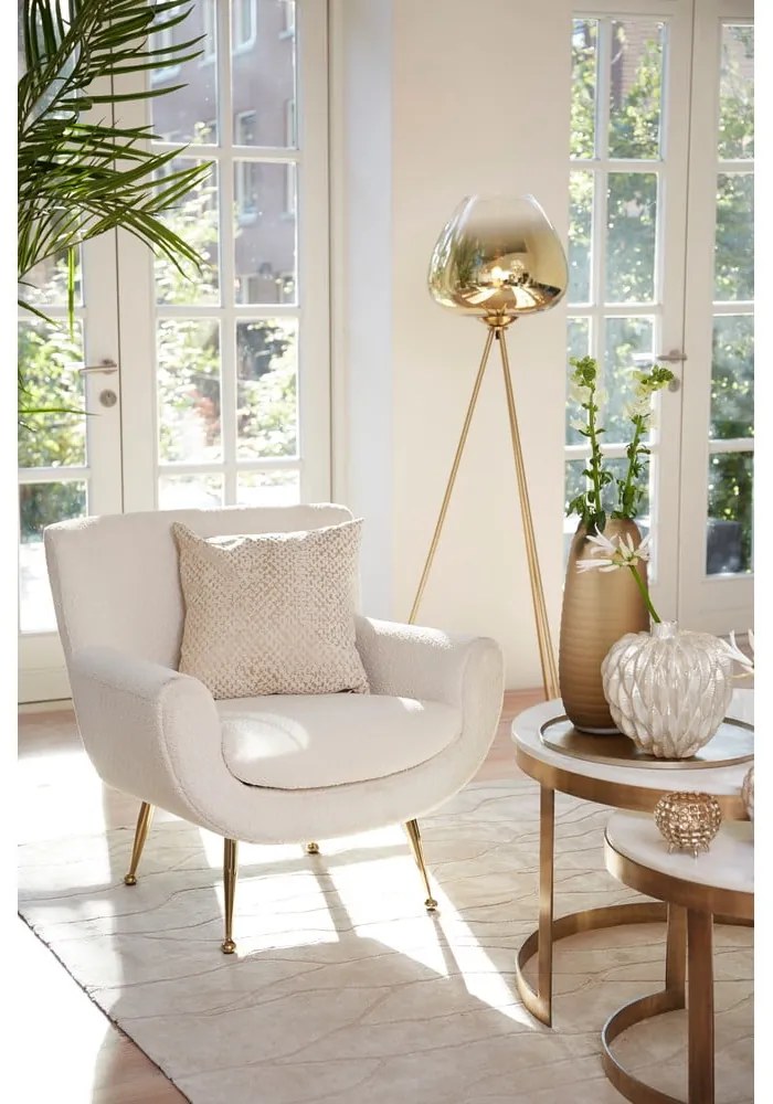 Кремаво кресло от букле Vinstra – Light & Living