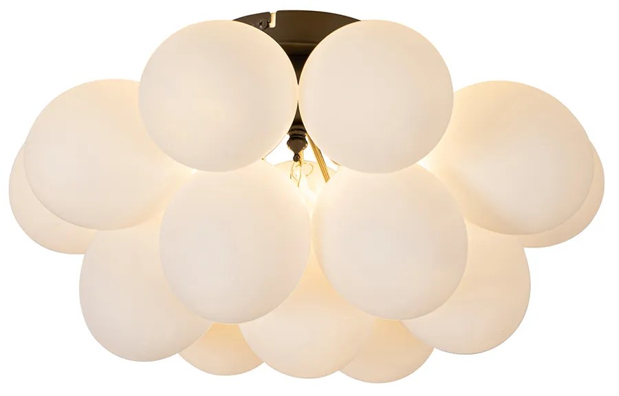 Интелигентна таванна лампа черна с опалово стъкло 4 светлини вкл. Zigbee G9 - Uvas