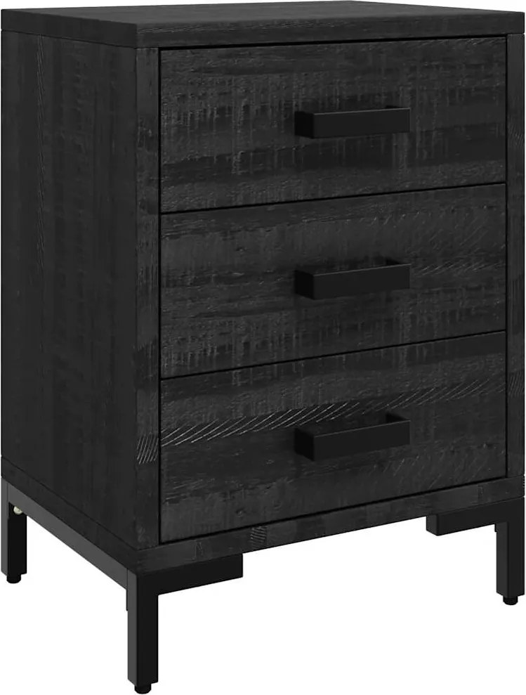 349914 vidaXL Нощно шкафче, черно, 40x30x55 см, бор масив