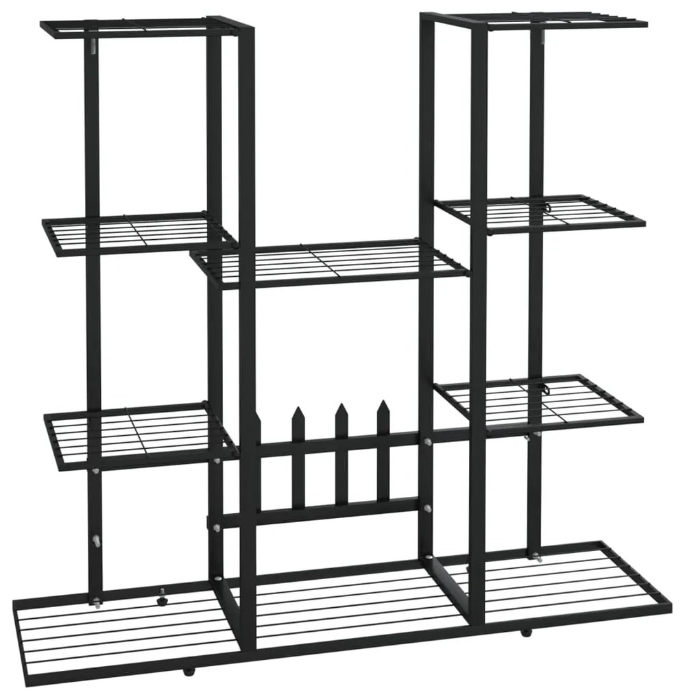 Стойка за цветя, 94,5x25x89 см, черна, желязо