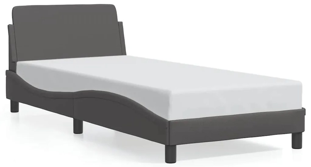 373121 vidaXL Рамка за легло Dover, сива, 90x200 см, изкуствена кожа