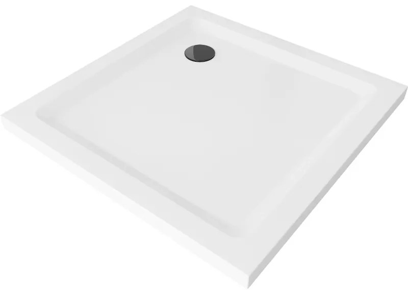 Mexen Flat плосък душов квадратен плосък 80 x 80 см, бял, сифон черен - 40108080B