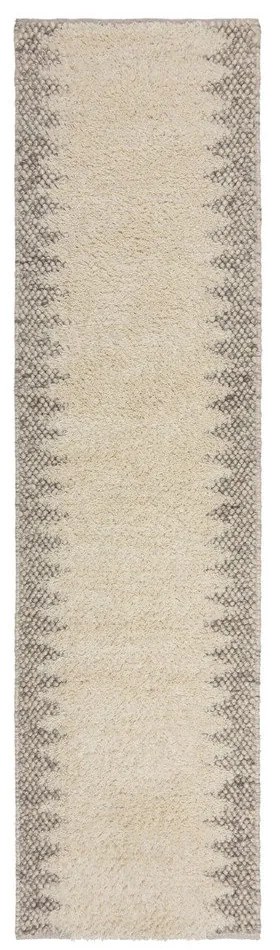 Кремава ръчно изработена пътека със смес от вълна 60x230 cm Minerals Border – Flair Rugs