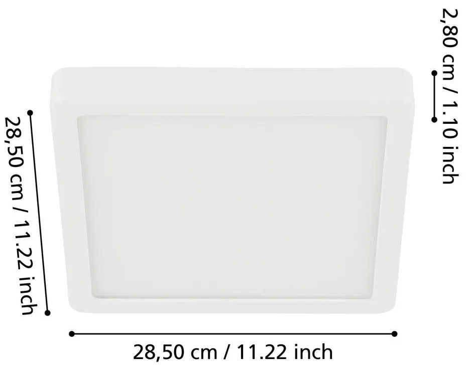 Бяло LED осветително тяло за таван 28,5x28,5 cm FUEVA 5 – EGLO