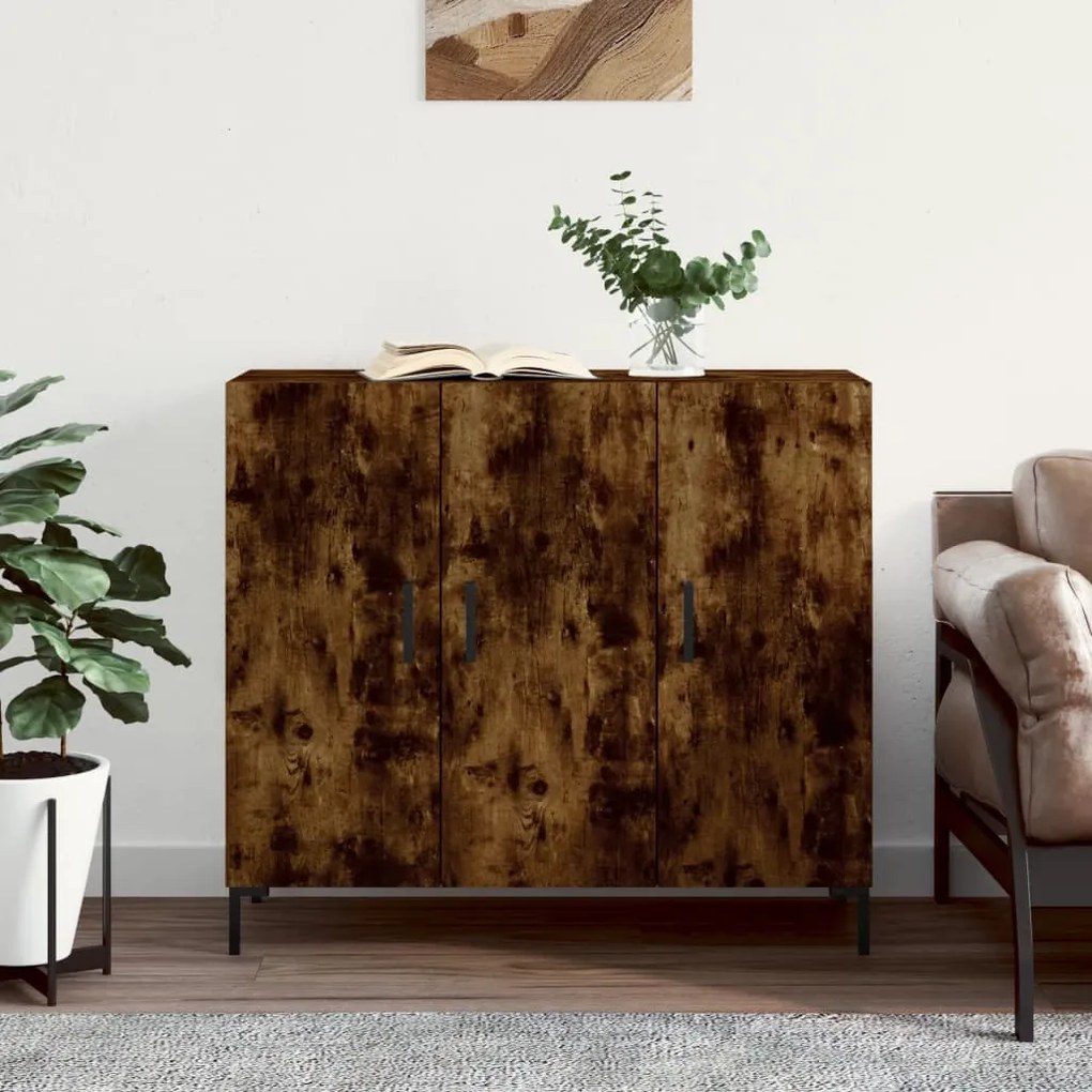 828113 vidaXL Сайдборд, опушен дъб, 90x34x80 см, инженерно дърво