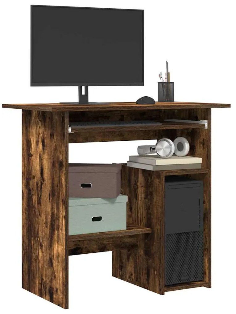 815477 vidaXL Бюро, опушен дъб, 80x45x74 см, инженерно дърво