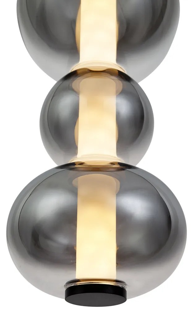 Арт Деко висяща лампа черна с опушено и прозрачно стъкло 3 светлини вкл. LED - Lizzy