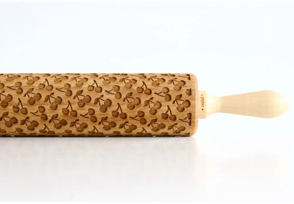 Дървен релефен валяк за тесто Cherries - Valek