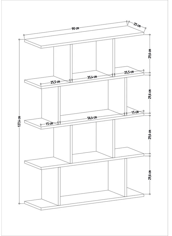 Бял/естествен дъбов шкаф за книги 90x127 cm Harmon - Kalune Design