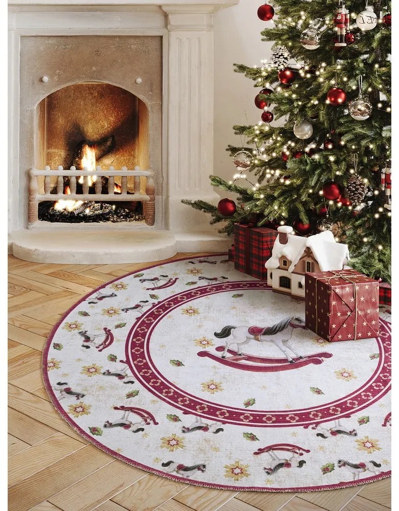 Червен кръгъл килим с коледен мотив ø 160 cm Toy's Delight Rocking Horse – Villeroy&Boch
