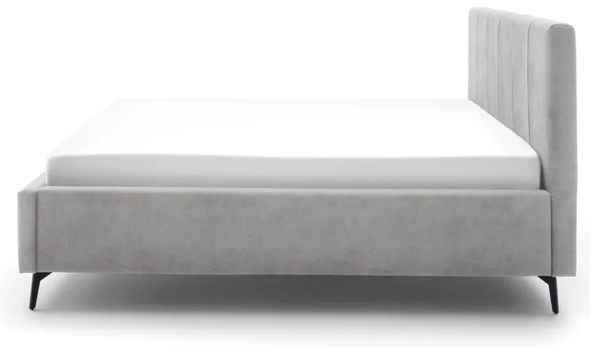 Светлосиво тапицирано двойно легло с място за съхранение с включена подматрачна рамка 180x200 cm Lizzano – Meise Möbel