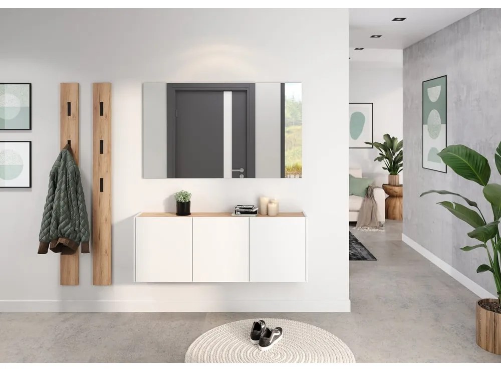 Бяло висящо шкафче от декор от дъб 138x52x25 cm Libbiano – Germania