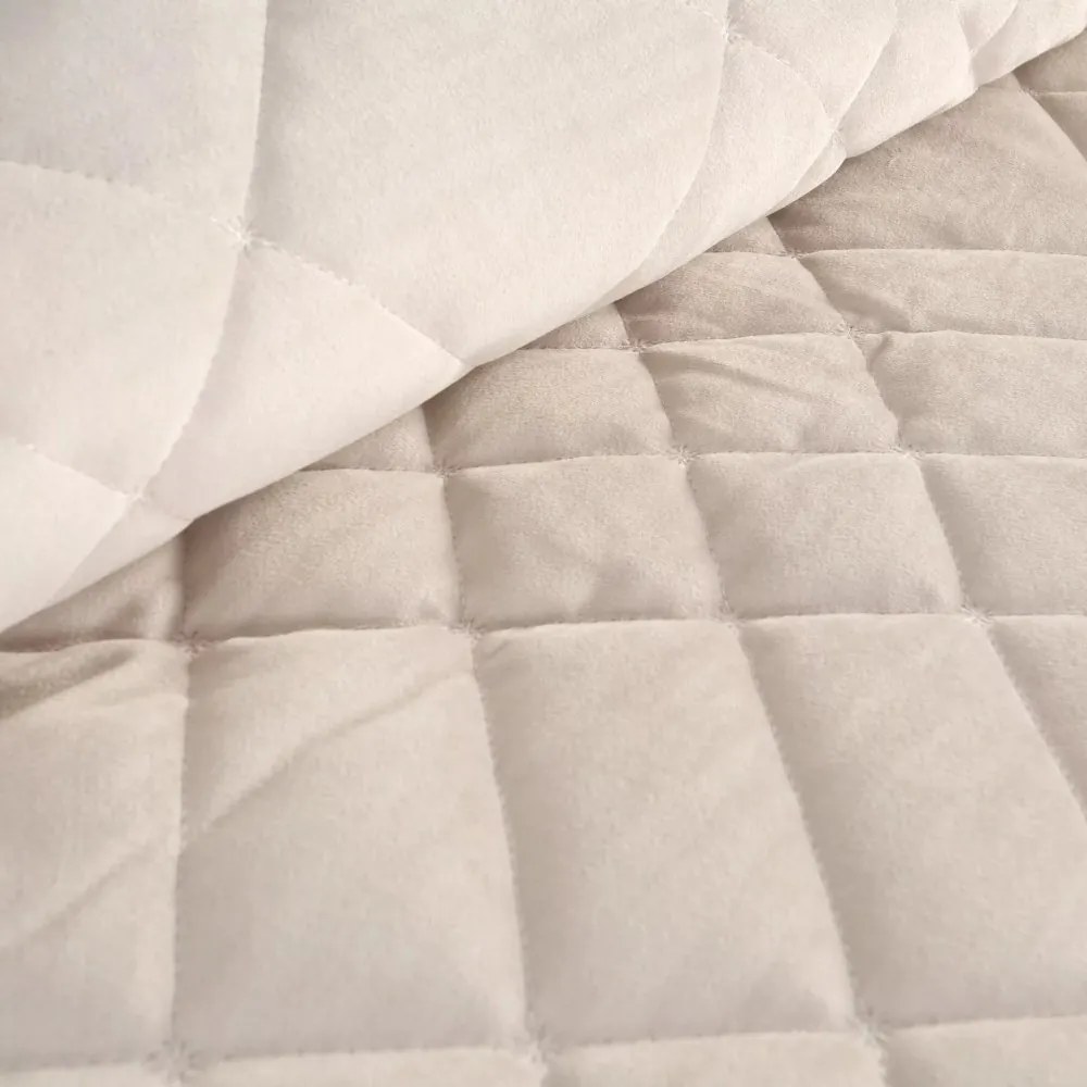 Елегантна кадифена покривка за легло с геометрични шевове - кремава Ширина: 170 см | Дължина: 210 см