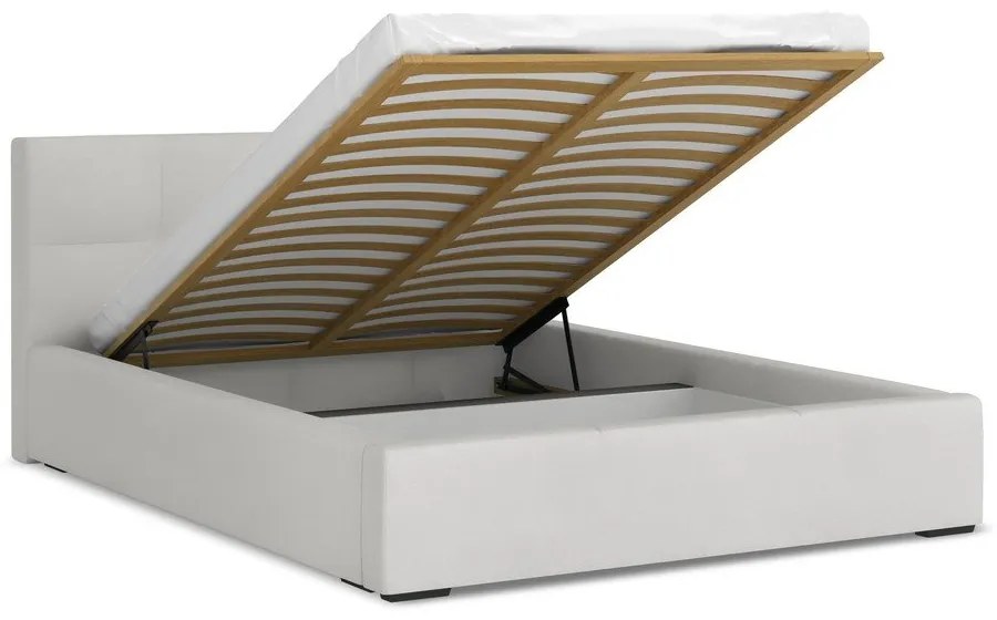 Светлосиво кадифено двойно легло 140x200 cm тапицирано с място за съхранение и включена подматрачна рамка Hiko – Makamii