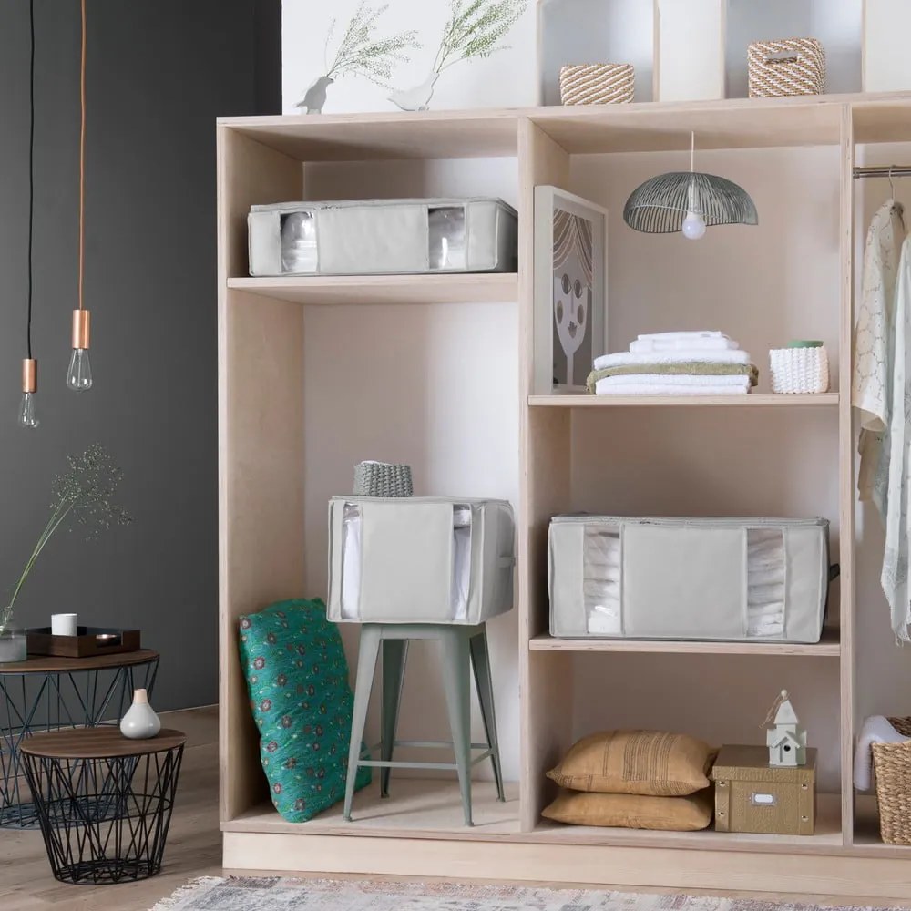 Вакуумна подсилена текстилна кутия за съхранение на дрехи 56x56x16,5 cm Granit – Compactor