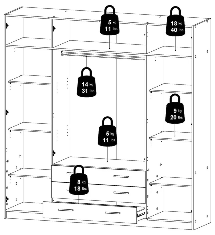 Бял гардероб 196x200 cm Sprint – Tvilum