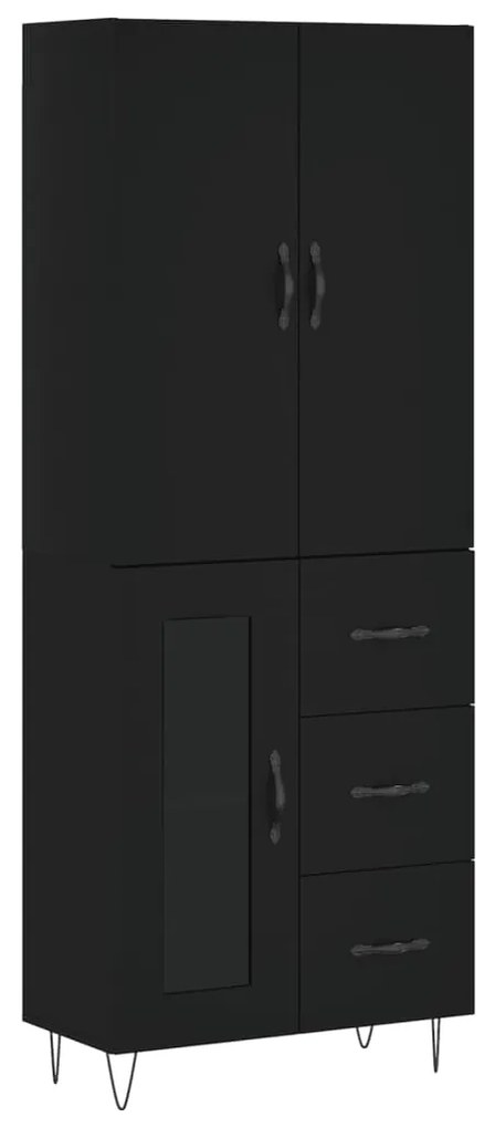3198098 vidaXL Висок шкаф, черен, 69,5x34x180 см, инженерно дърво