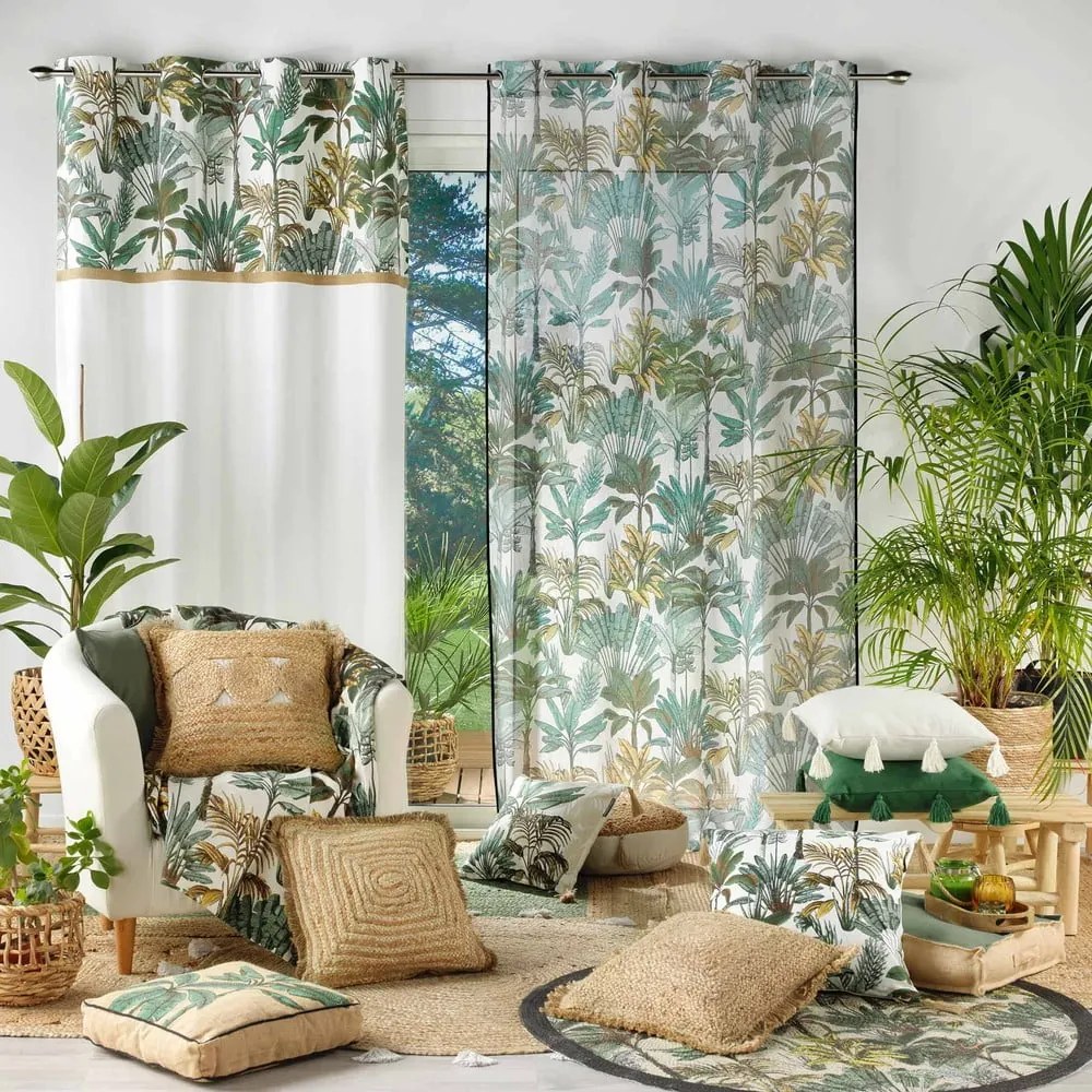 Завеса в зелен и кремав цвят 140x240 cm Balinesia – douceur d'intérieur