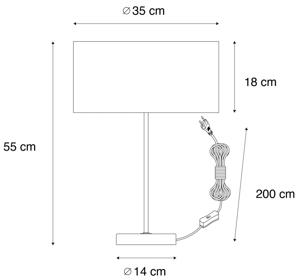 Масална лампа месинг с овална кадифена абажура зелена 35см - Simplo